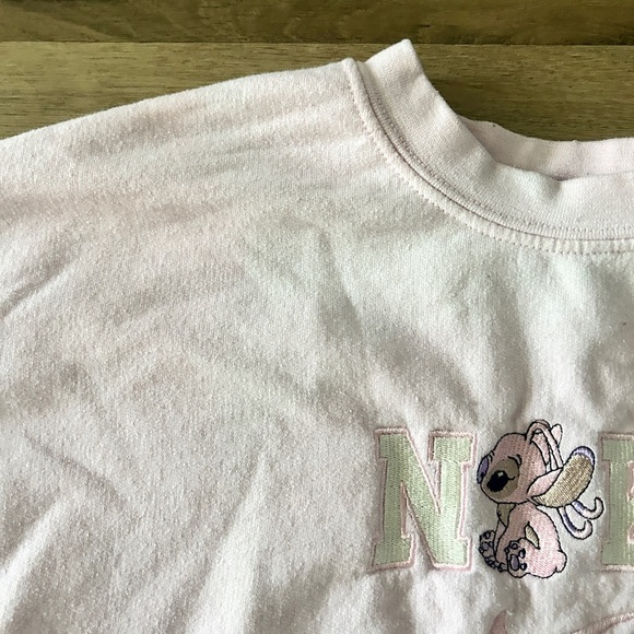 Handmade Pink Nike Fleece Sweater with Angel from Lilo & Stitch Design, L- USED - Picture 6 of 8